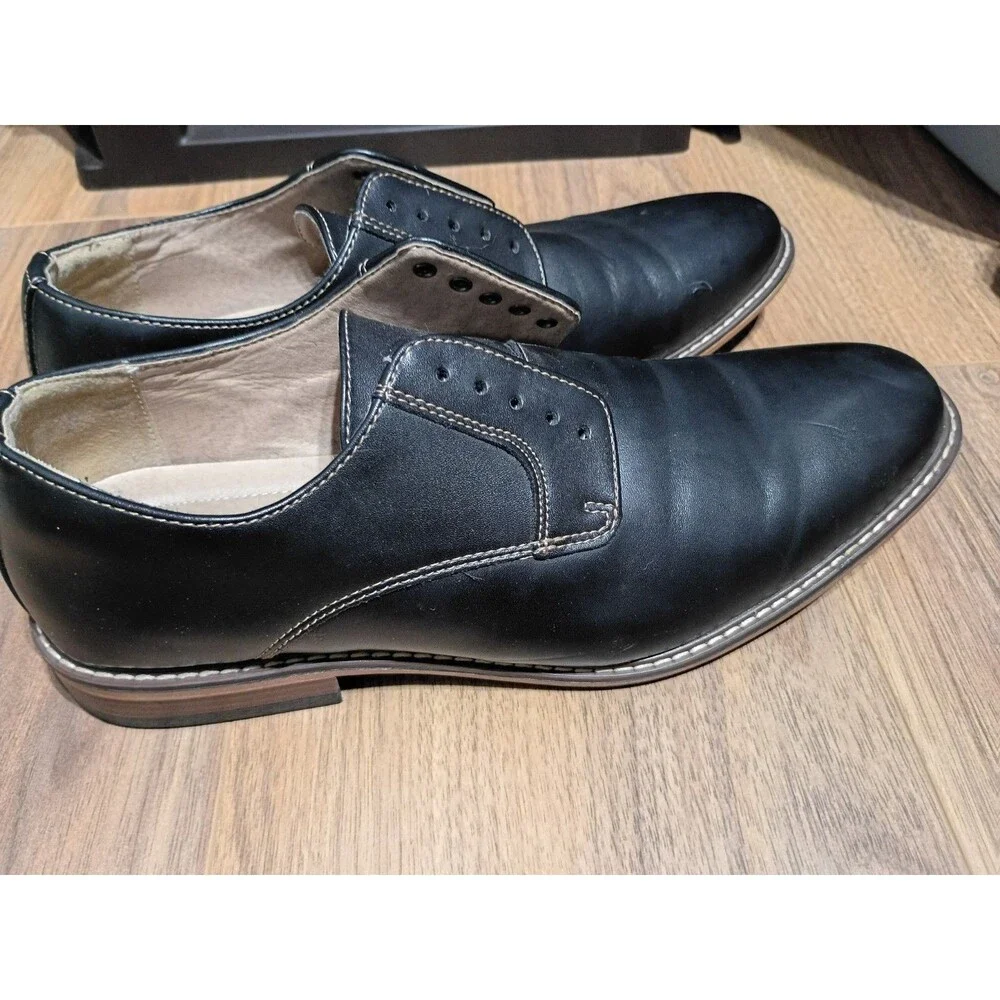 Dexter Men's Comfort Memory Foam Black Faux Leather Oxford Shoes Size 10.5